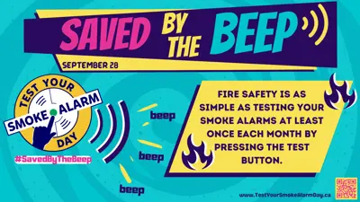 Saved by the beep, smoke alarm graphic.
