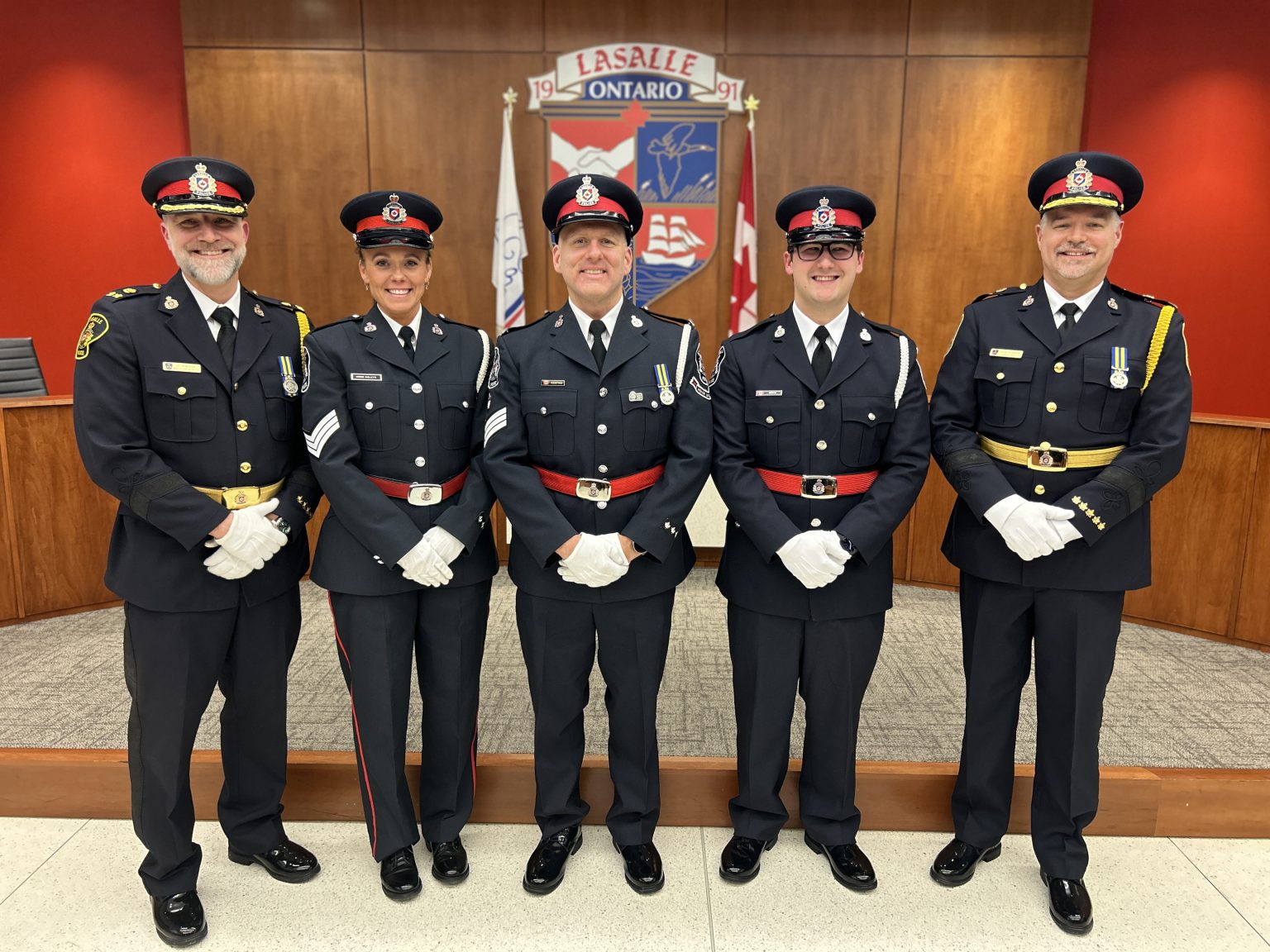 Five Police Officers in Dress Uniform
