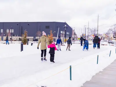 People skating at The Loop.