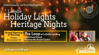 Poster for Holiday Lights Heritage Nights grand opening.