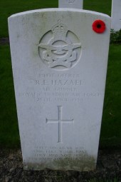 Headstone for Royal Hazael with a poppy on it