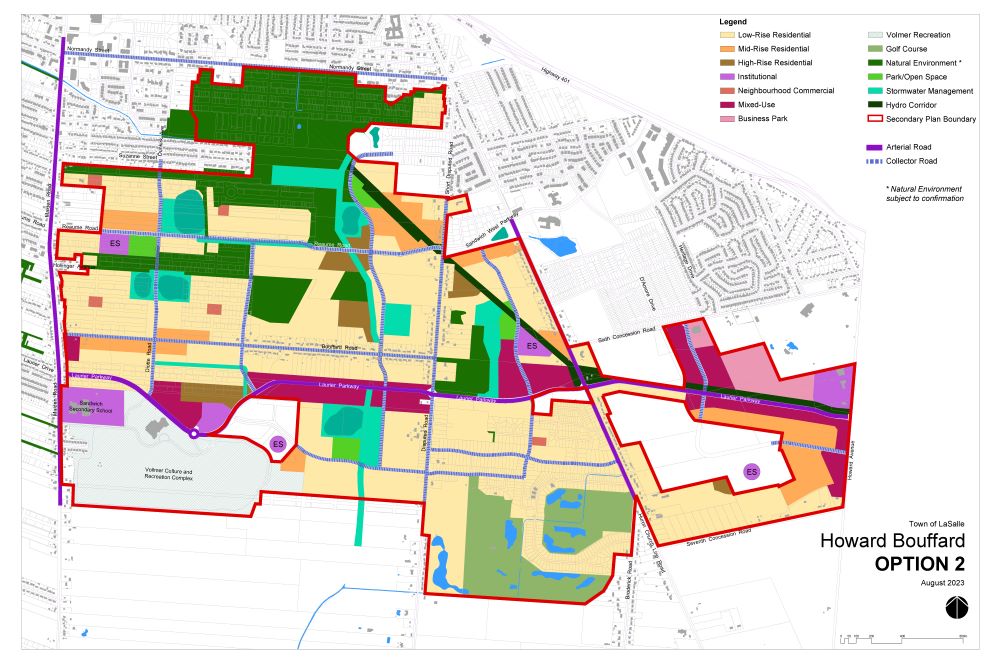 Map of Option 2 of Howard Bouffard Secondary Plan