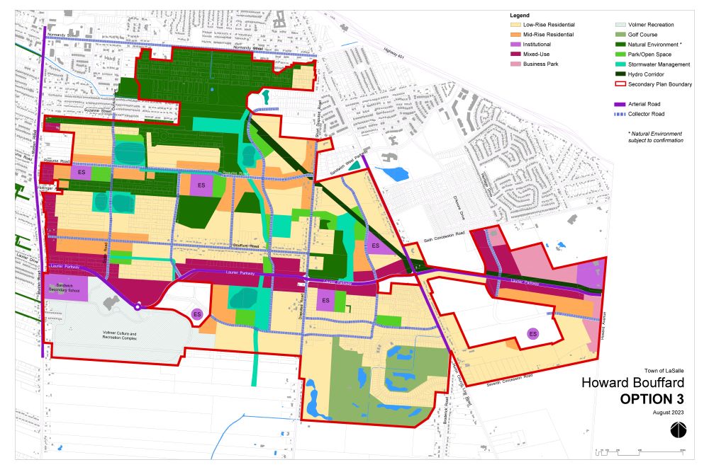 Map of Option 3 of Howard Bouffard Secondary Plan