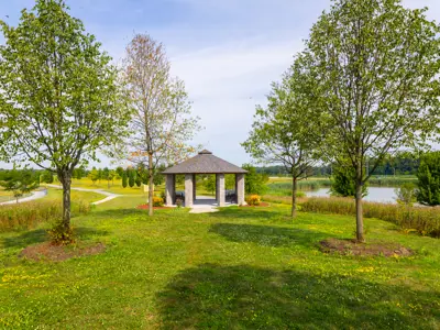 Stone gazebo in Healing Hearts Forest.