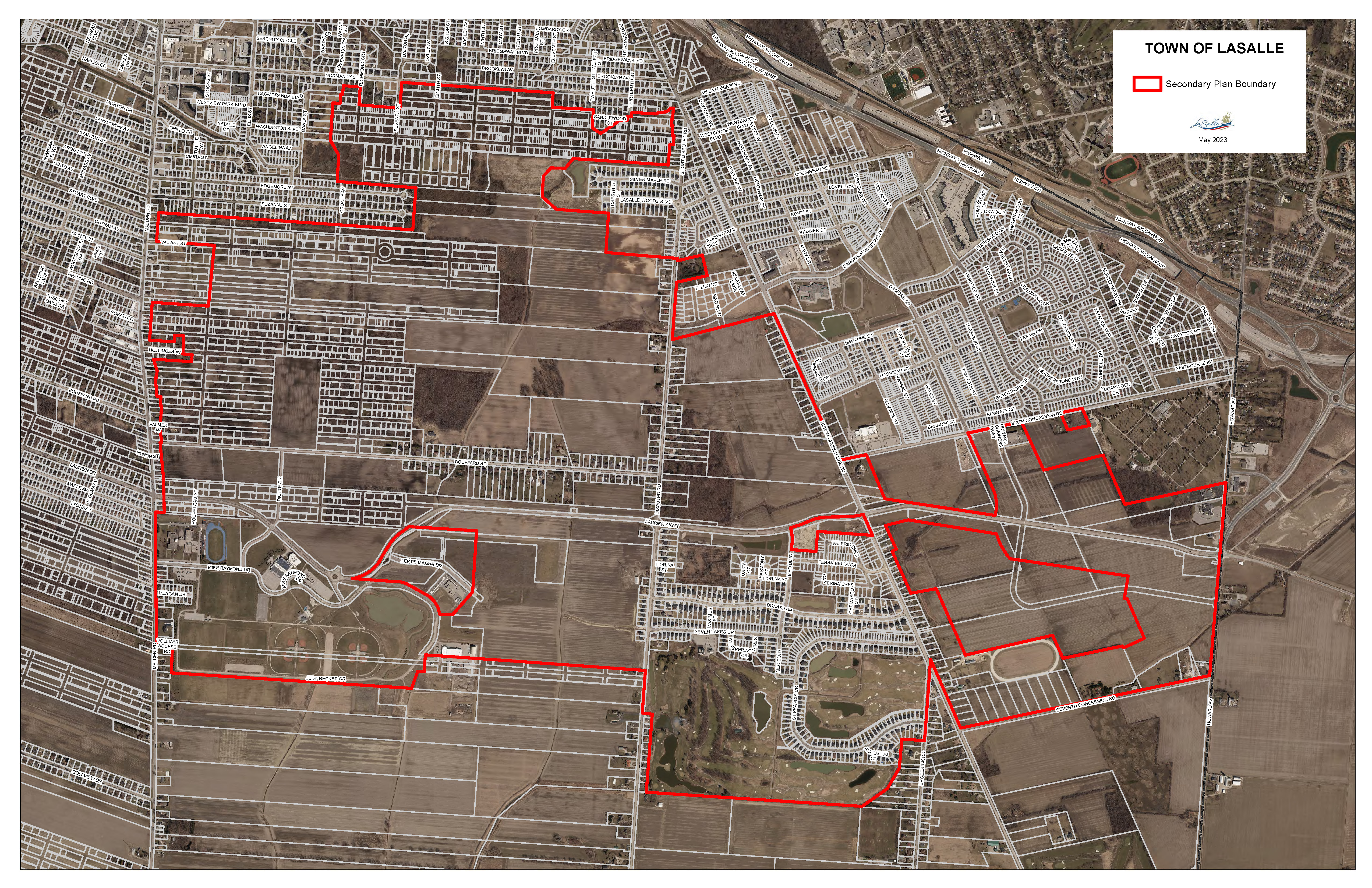 Map of the Town of LaSalle identifying Howard and Bouffard area.