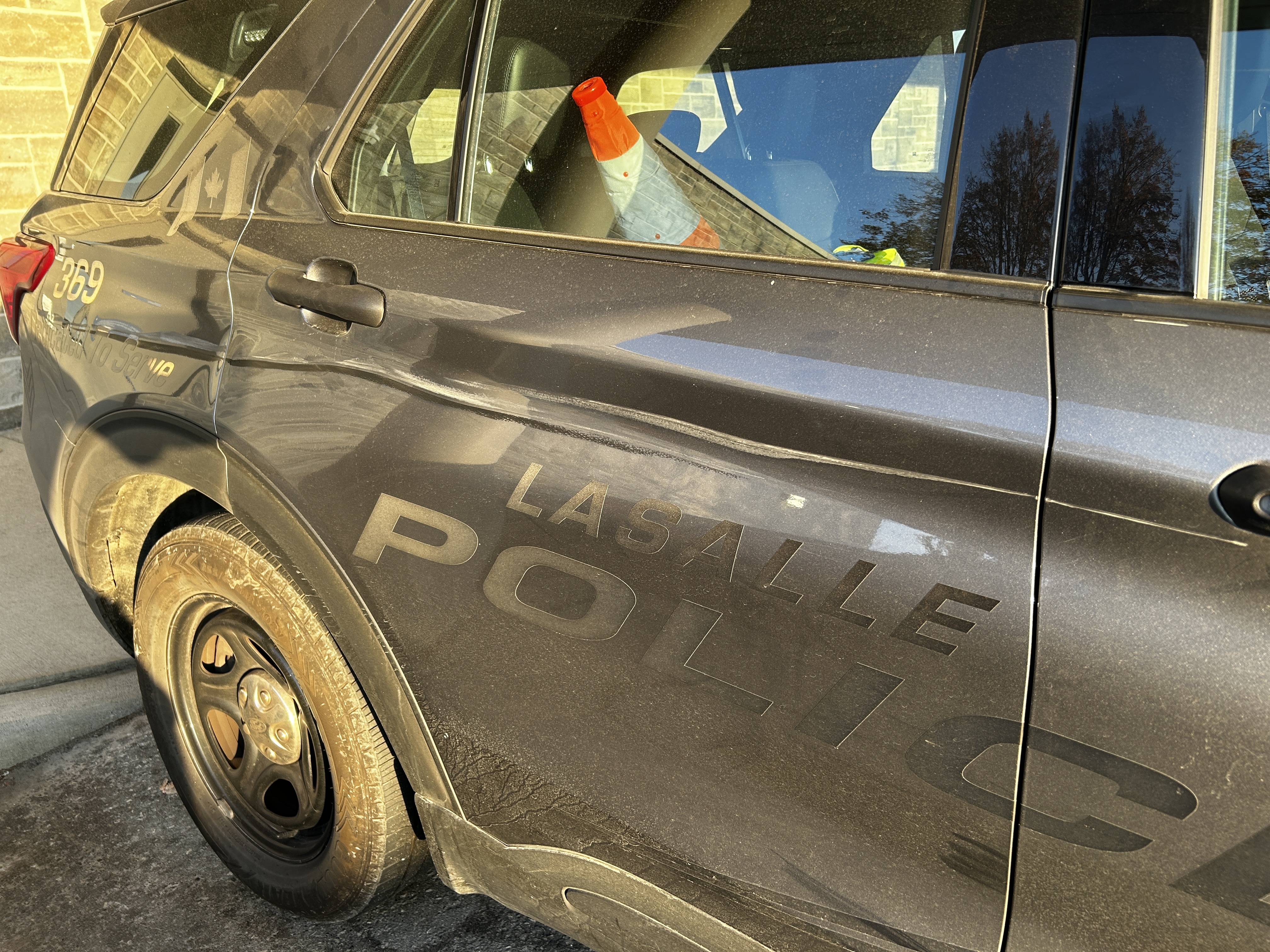 Police cruiser with damage