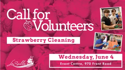 Call for strawberry cleaning volunteers.