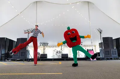 LaSalle strawberry mascot.