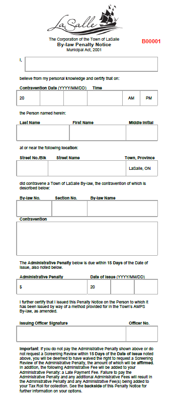 By-Law Penalty Notice