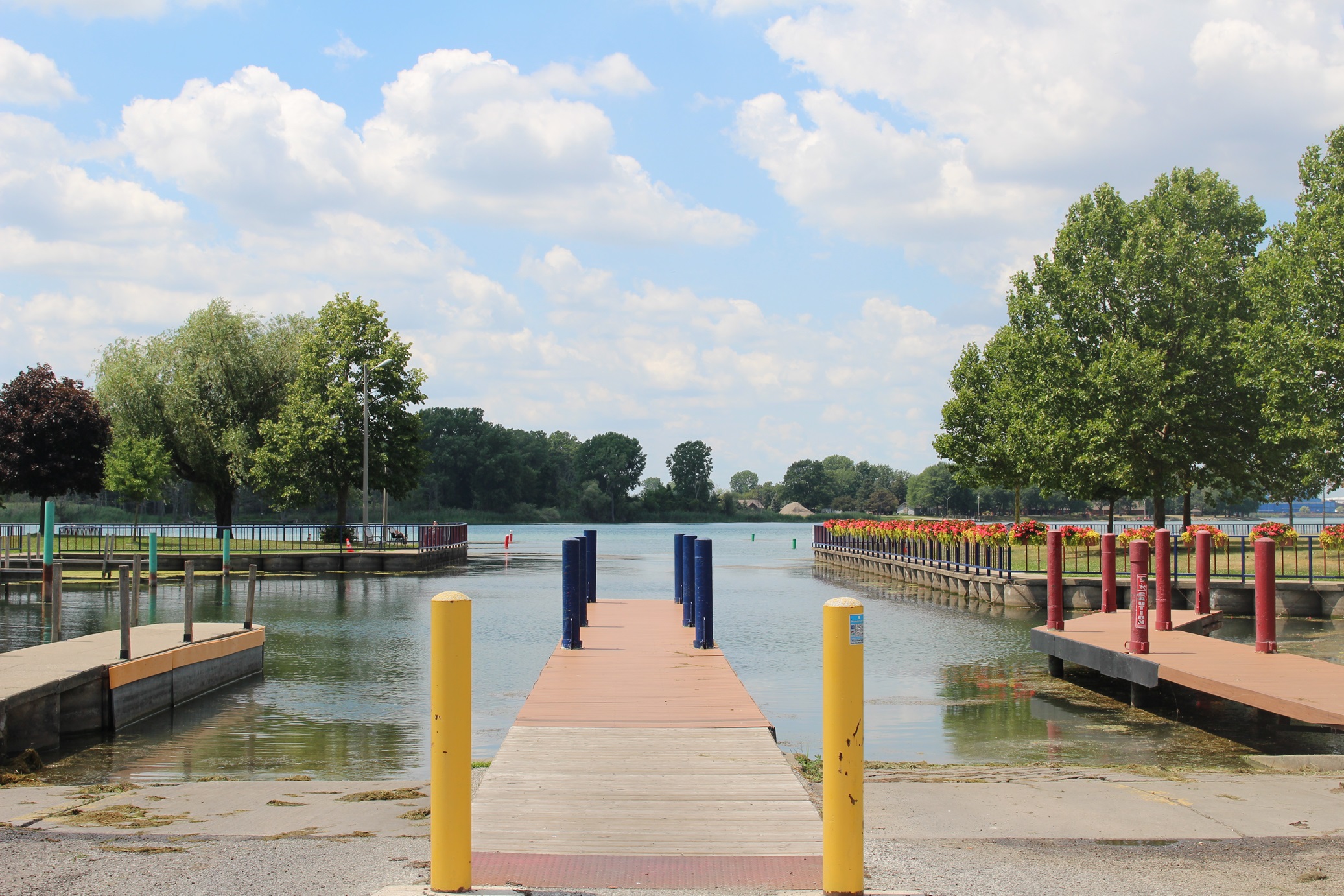 LaSalle Boat Ramp in spring, trees in full bloom