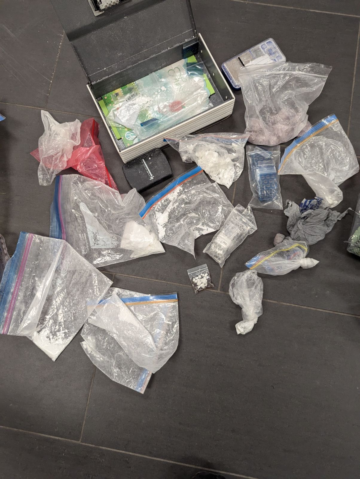 Illegal drugs in bags