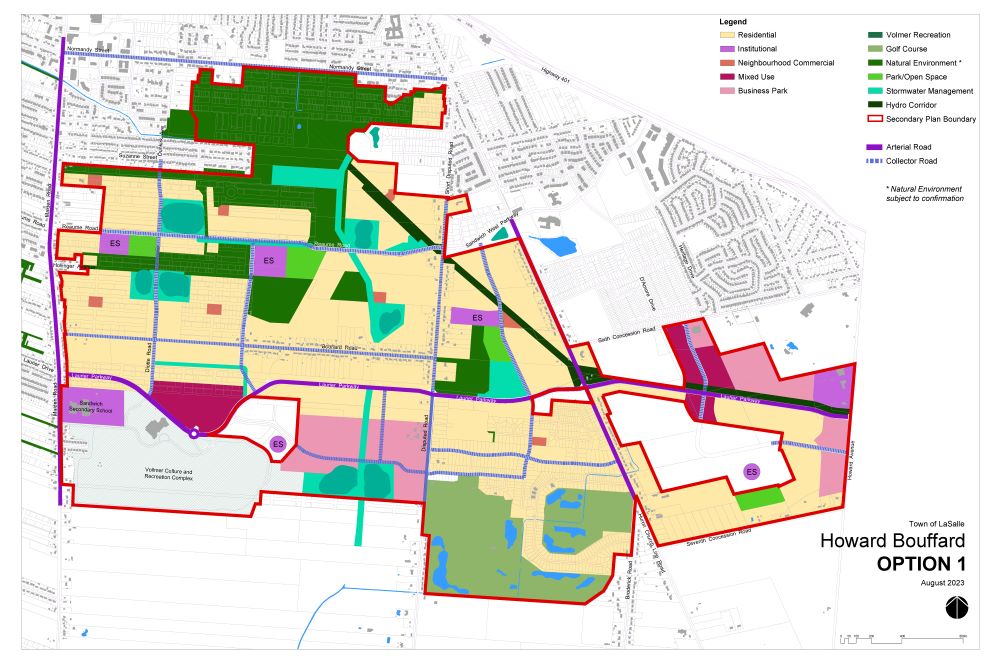 Map of Option 1 of Howard Bouffard Secondary Plan