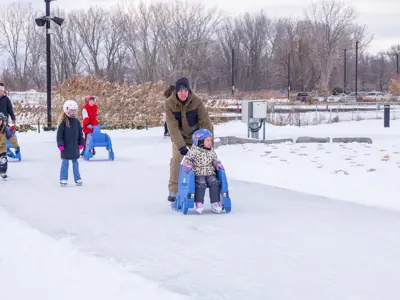 Father and son skating at The Loop.