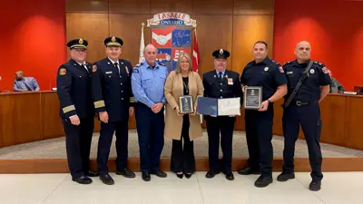 Coast Guard presentation group photo.