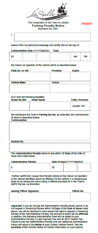 Parking Penalty Notice