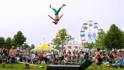 Acrobat in the air.